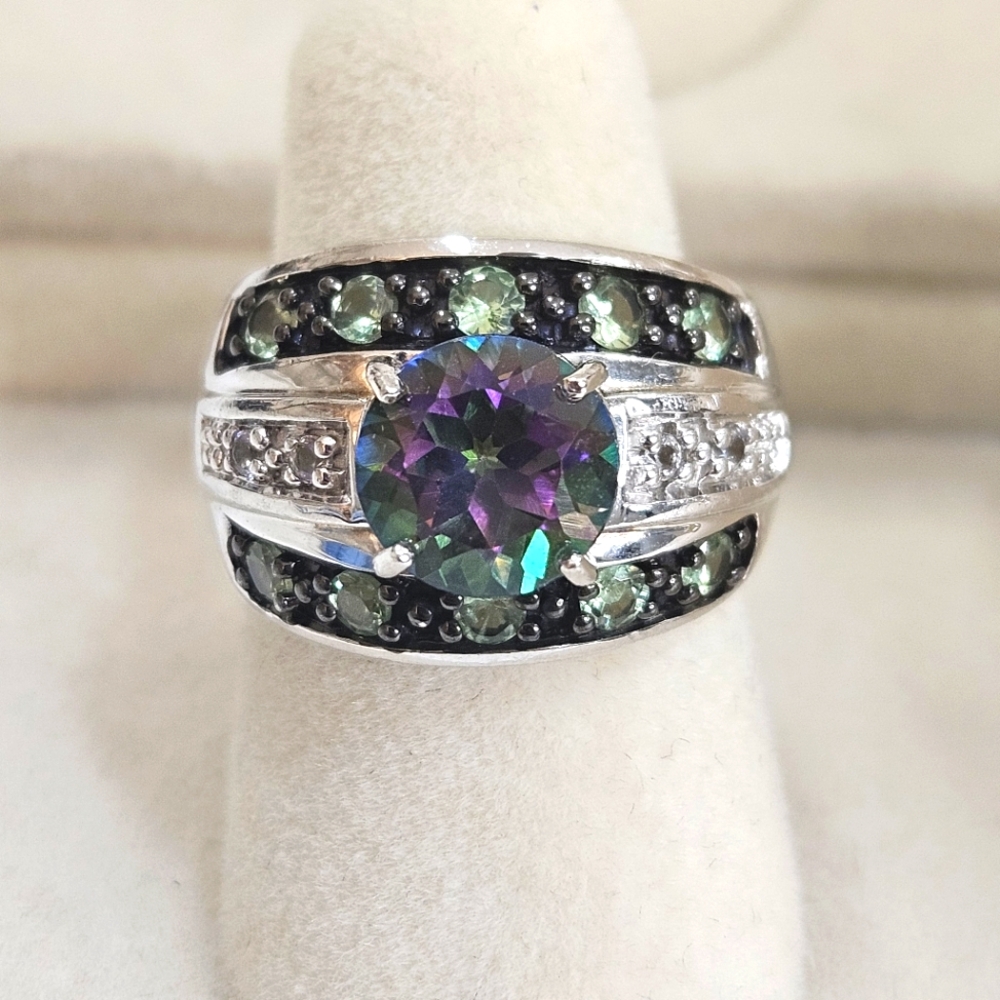 Sterling Silver Mystic Topaz Ring Size 5 Stamped 925